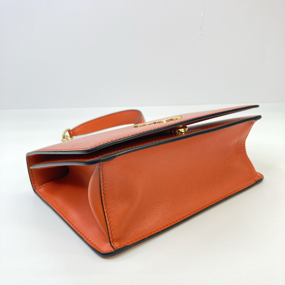 PRADA Saffiano Leather Chain Shoulder Bag Orange - Picture 4 of 6
